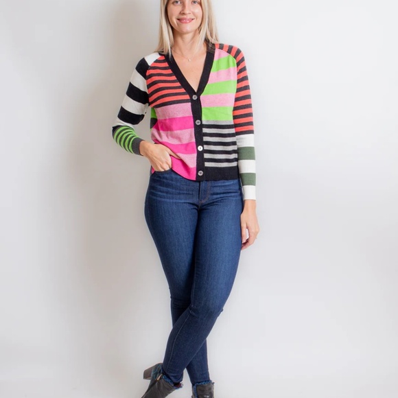 Cotton & Cashmere Mixed Stripe Cardi - Picture 9 of 11